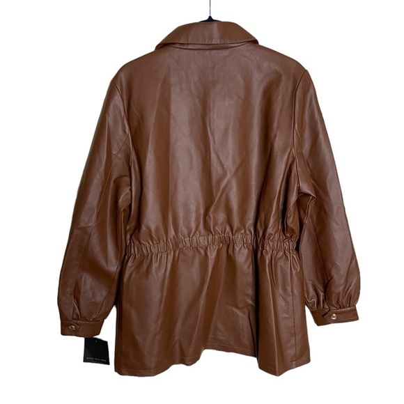 NWT Andrew Marc Faux Leather Jacket in Chocolate Brown size Large - Picture 2 of 6